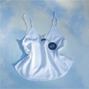 White Fox Tank Top White Chiffon Tank Top